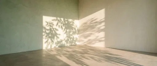Sunlight and Leaf Shadows in Minimalist Corner