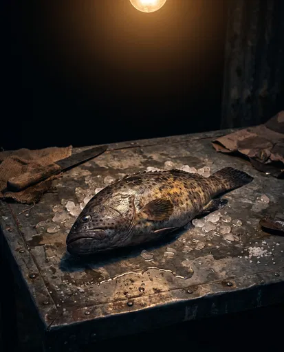 Fresh Grouper on Rustic Metal Table