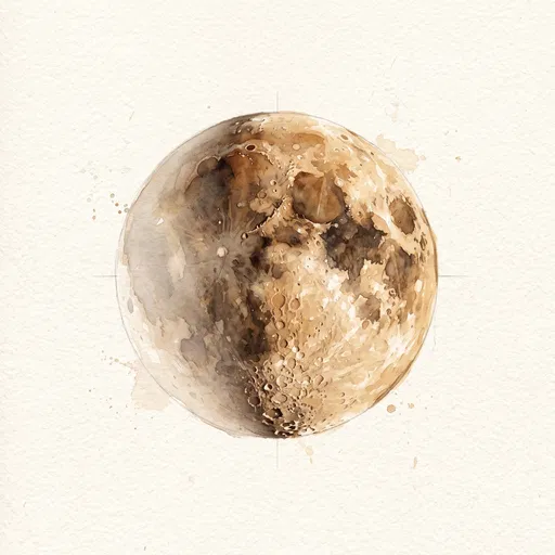 Sepia Watercolor Waxing Gibbous Moon
