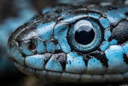Macro Close-Up of Blue Snake Eye