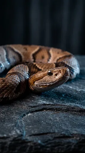 Copperhead Snake on Dark Slate