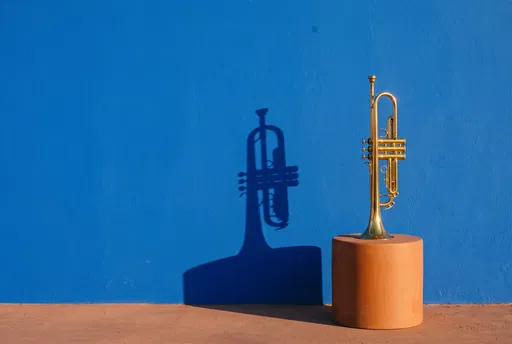 Gold Trumpet on Terracotta Pedestal