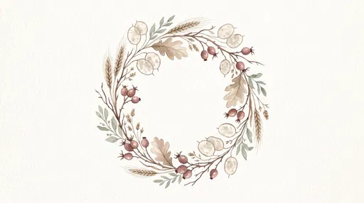 Muted Autumn Botanical Watercolor Wreath
