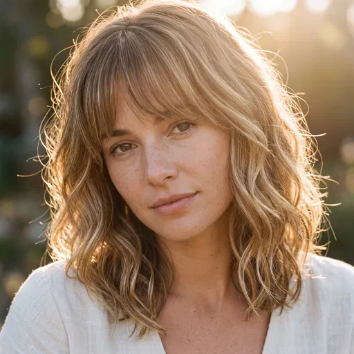 Backlit Woman With Wavy Blonde Lob
