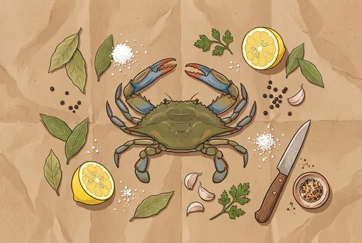 Blue Crab Seafood Preparation Illustration