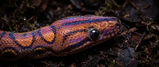 Iridescent Brazilian Rainbow Boa Macro Portrait