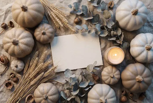 Neutral Autumn Flat Lay With Blank Card