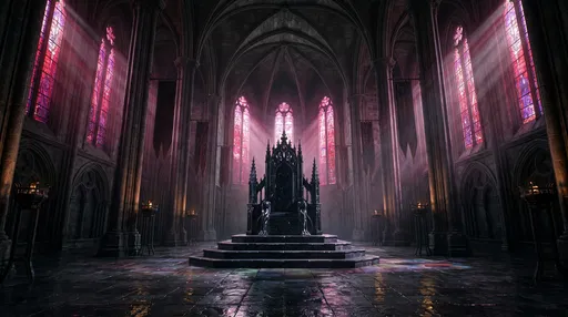 Gothic Obsidian Throne Room Interior