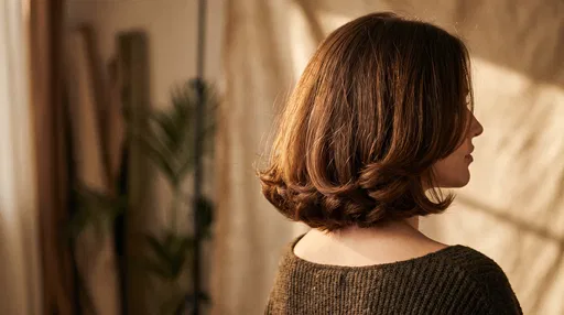 Brunette Woman with Bob Haircut in Warm Light