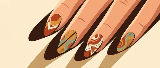 Earthy Abstract Nail Art Illustration