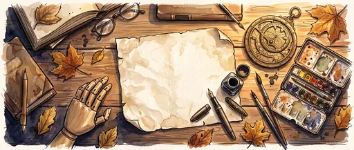 Vintage Educator Desk Flat Lay Illustration