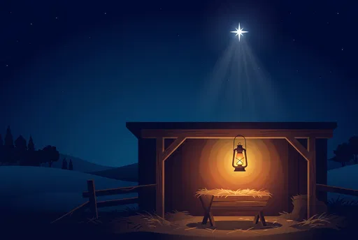Night Stable With Glowing Manger