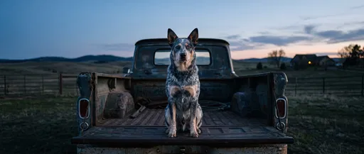 Heeler Dog on Vintage Truck Tailgate