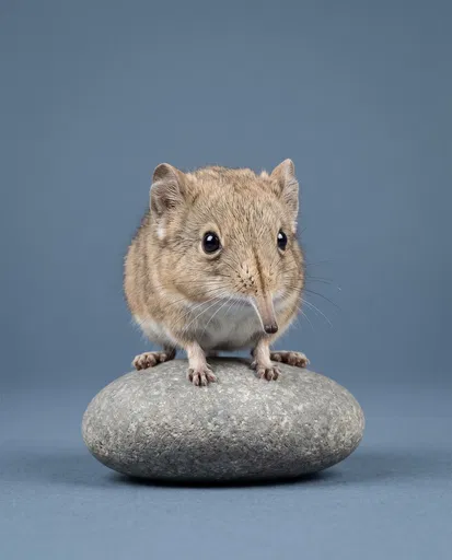 Elephant Shrew Perched on River Stone