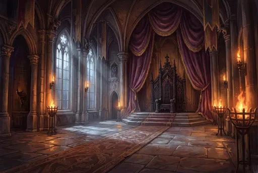 Gothic Royal Throne Room Digital Painting