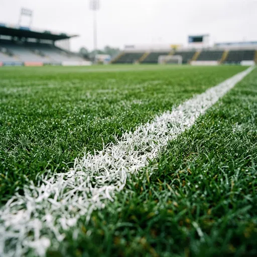 Wet Stadium Turf and White Touchline