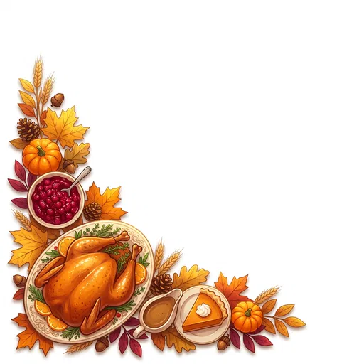 Thanksgiving Feast Corner Frame Illustration