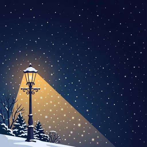 Glowing Vintage Streetlamp on Snowy Winter Night