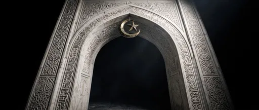 Carved Marble Arch with Crescent Emblem