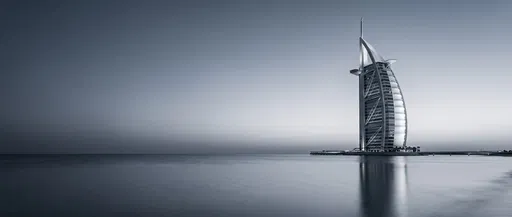 Minimalist Monochrome Sail Hotel at Twilight