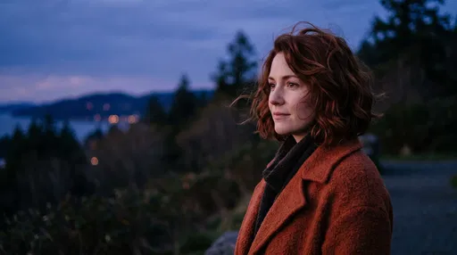 Woman With Auburn Bob At Twilight