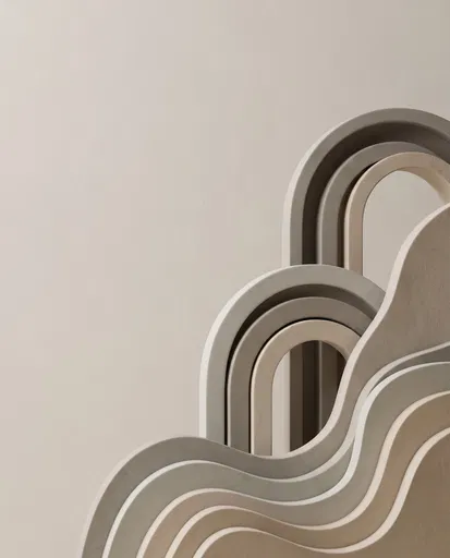 Minimalist Beige Arches and Geometric Waves