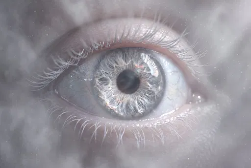 Macro Close-Up of Silver Grey Eye