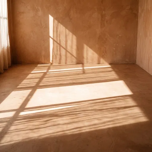 Sunlit Terracotta Plaster Room Background