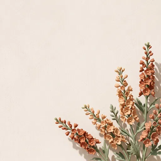 Stylized Clay Larkspur Stems On Plaster
