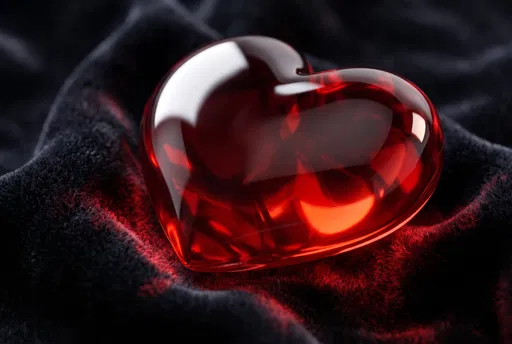Red Glass Heart on Dark Velvet