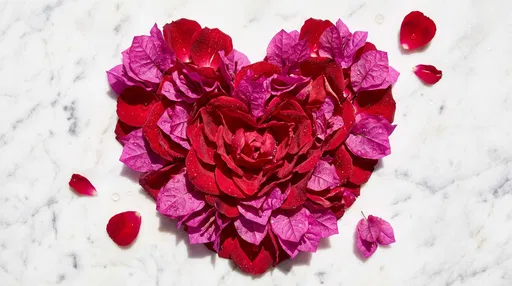 Floral Heart of Rose and Bougainvillea Petals