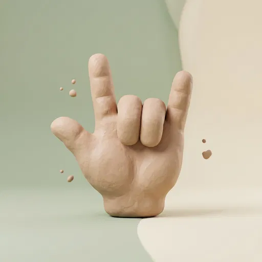 3D Clay Hand I Love You Sign