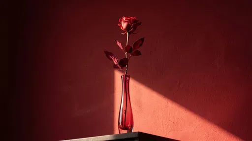 Single Red Rose in Ruby Vase