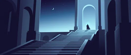 Solitary King on Monumental Palace Staircase