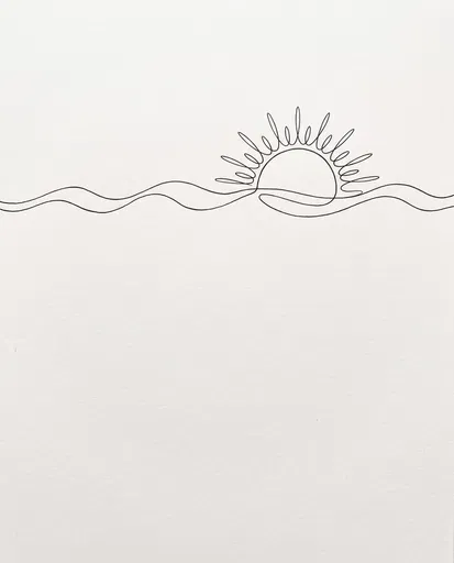 Minimalist Continuous Line Rising Sun Illustration