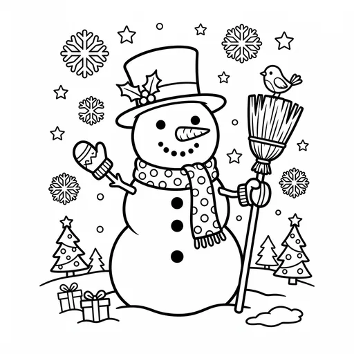 Festive Snowman Christmas Coloring Page