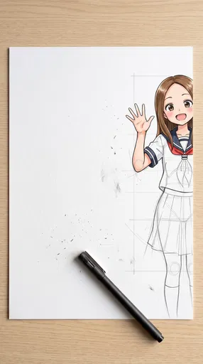 Anime Girl Sketch On White Paper