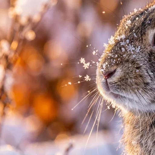 Macro Rabbit Nose with Snowflakes