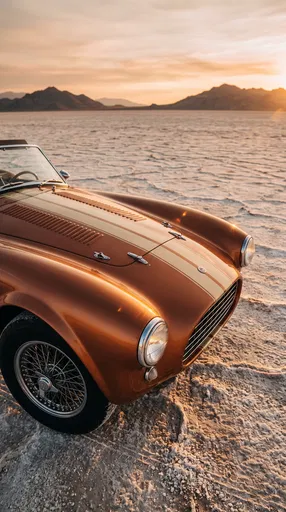 Copper Vintage Roadster on Salt Flats