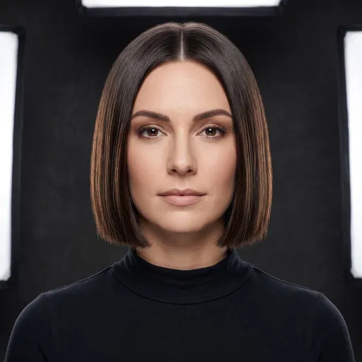 Symmetrical Portrait of Woman with Blunt Bob