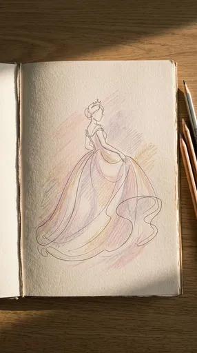 Minimalist Princess Line Drawing in Sketchbook