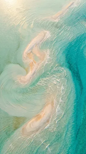 Aerial View of Swirling Tropical Sandbars