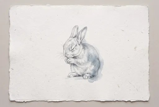 Silverpoint and Watercolor Grooming Bunny Drawing