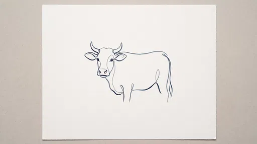 Minimalist Single Line Cow Drawing