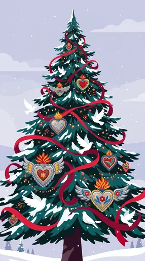 Mexican Folk Art Christmas Tree Illustration