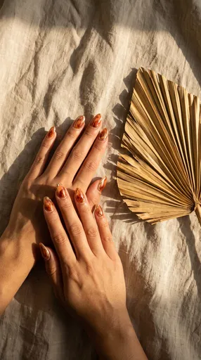 Hands With Earthy Marble Nail Art