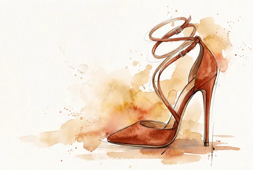Terracotta Stiletto Fashion Watercolor Illustration