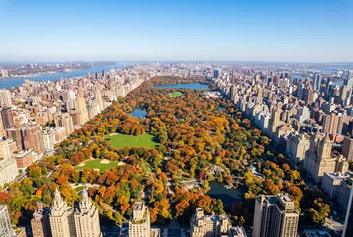 Aerial View of Central Park in Autumn