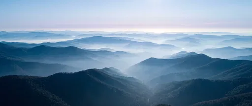 Misty Blue Mountain Ridges at Dawn