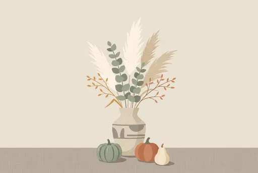 Autumn Vase With Pampas and Gourds